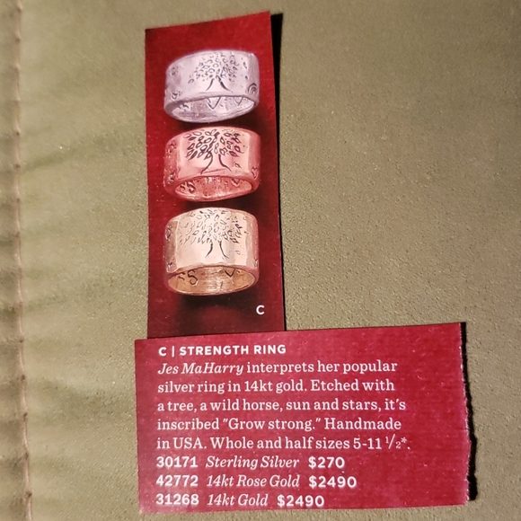 Inscribed “Strong” Rose gold stamped band